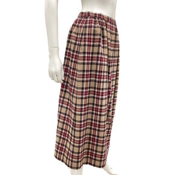 Pendleton VTG Skirt Women’s Size 8 Wool Maxi in Tan Plaid - Picture 2 of 5